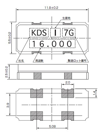 DSX151GAL貼片晶振 尺寸參考